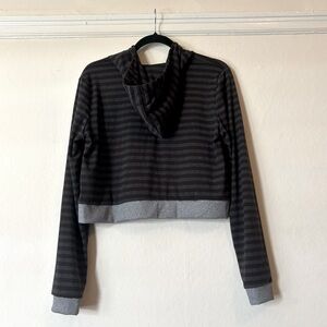 Striped/Cropped Hoodie W/ Zipper
